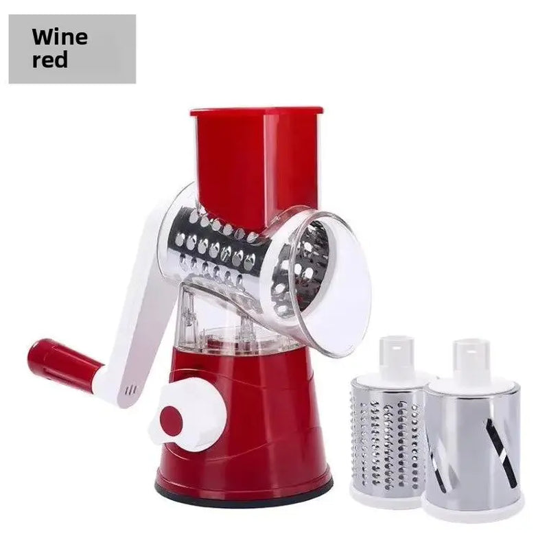 Vegetable Cutter & Slicer Manual Kitchen Cheese Chopper Machine with 3 Sharp Drums Multifunctional Garlic Potato Shredder 2025