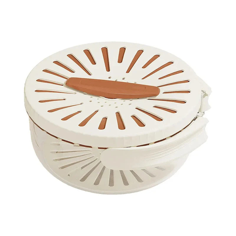 2-In-1 Fruit Drain Basket Vegetable Washing Basket with Foldable Handle Refrigerator Crisper Storage Bowl for Home Kitchen