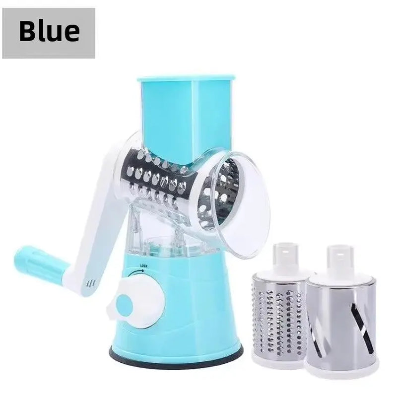 Vegetable Cutter & Slicer Manual Kitchen Cheese Chopper Machine with 3 Sharp Drums Multifunctional Garlic Potato Shredder 2025